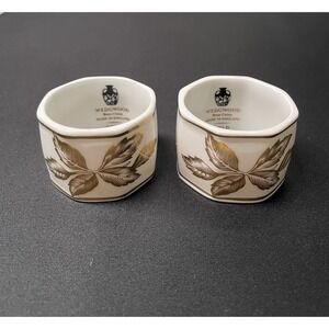Vintage Wedgwood Bone China Gold Tonquin 22 Ct Trim Set 2 Napkin Rings Holders